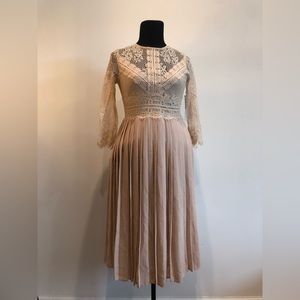 Rose Zara Dress - Lace Top and Pleated Midi Skirt